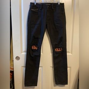 Cult of individuality “Ego Kills” Punk rocker slim black denim pants size 31x33